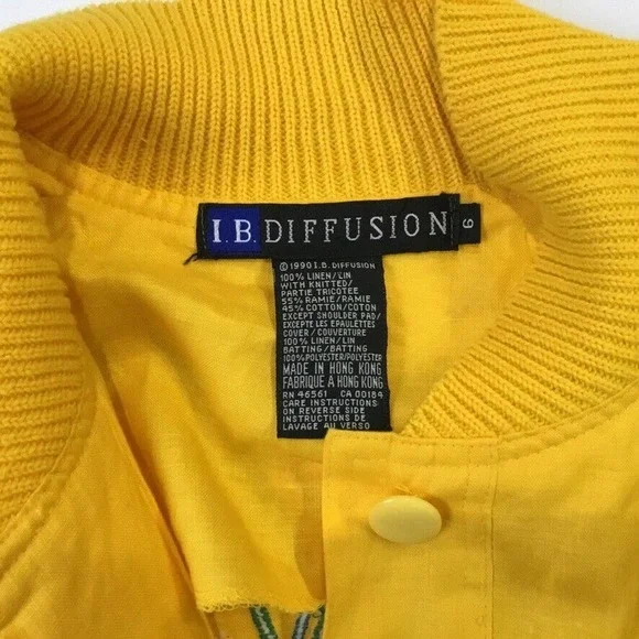 Vintage Floral Embroidered Jacket L Yellow Art to Wear Southwestern Flower - Picture 9 of 10